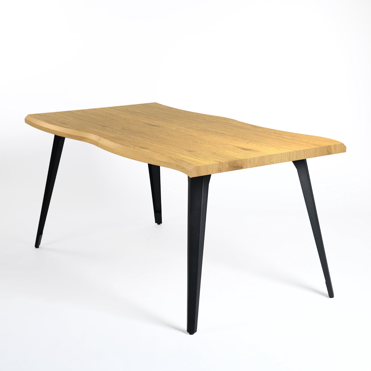 Homy Casa Writing Desk, 63 inch Wave-Edge Large Office Computer Work Study Table Metal Legs for Student Teacher Home Bedroom, Natural