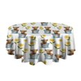 thumbnail image 5 of Highland Cow Bucket Flower Pattern Round Tablecloth 60"x60",Wrinkle Wipeable Table Cloth for Kitchen Dining Room Picnic Patio Party, 5 of 6