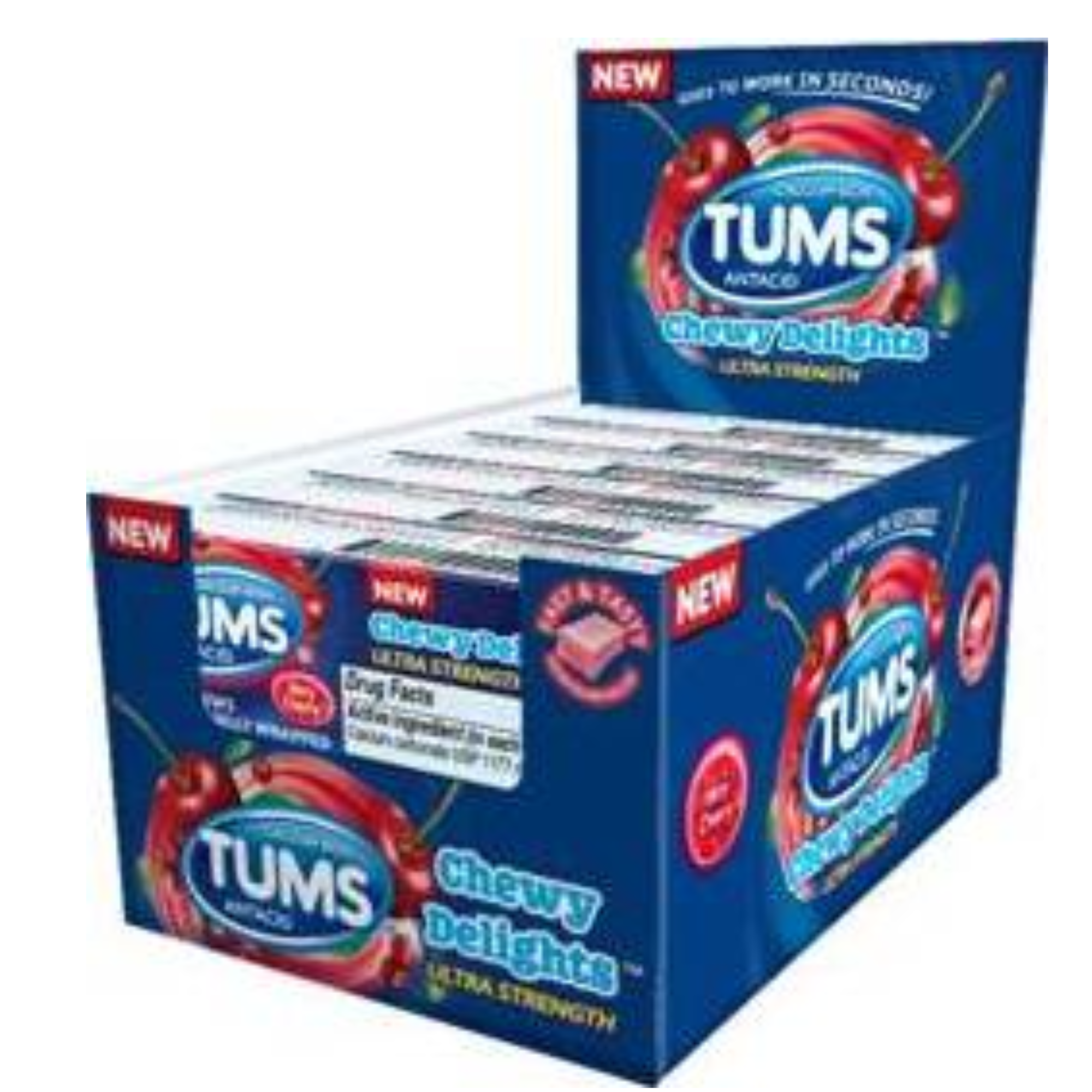 Tums Chewy Delights Ultra Strength Soft Chews, Very Cherry Flavor, 6 Count Each Pack (Pack of 12)