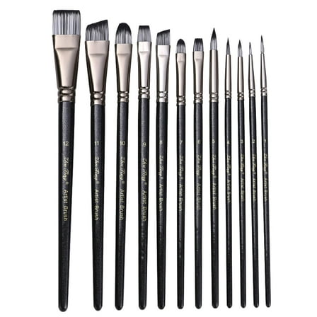 12PCS Professional Paintbrush Artist Paint Brush Nylon Bristle for Watercolor Gouaches Oil Face & Body Painting