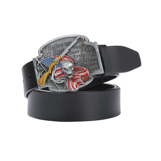 Cinturón de cuero de vaquero occidental Biker Gothic American Flag Cinturón Hebilla Cintura Negro Yuyangstore Cinturón de vaquero occidental