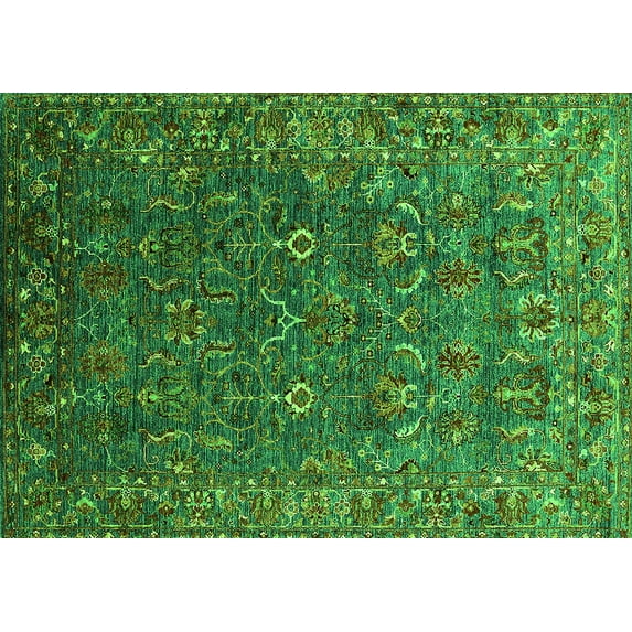 Ahgly Company Indoor Rectangle Oriental Green Traditional Area Rugs, 4' x 6'