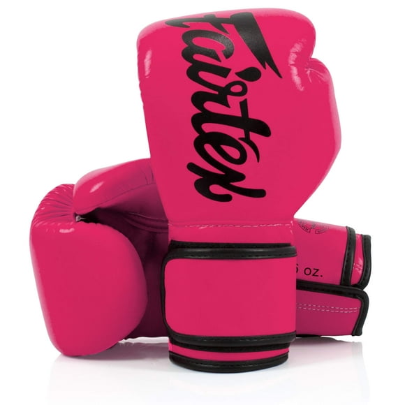 Guantes de boxeo Fairtex BGV14 Muay Thai de microfibra rosa/negro, 14 oz