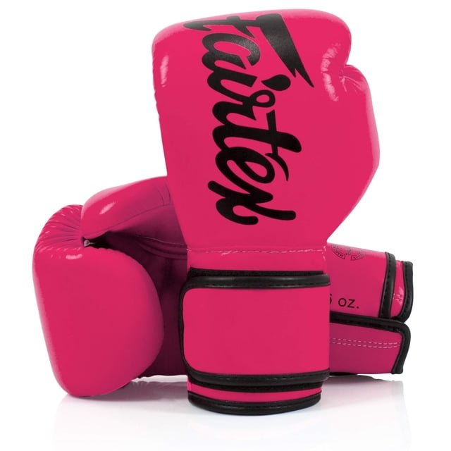 Guantes de boxeo Fairtex BGV14 Muay Thai de microfibra rosa/negro, 14 oz