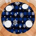 thumbnail image 2 of Blue Christmas Snowflake Pattern Round Fitted Tablecloth with Elastic Edge,Dining Table Cover Waterproof,Outdoor Round Tablecloth for Camping,Dining,Indoor and Outdoor, 2 of 7