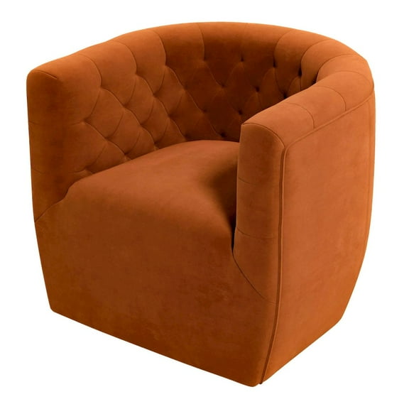 Ashcroft Furniture Delaney Burnt Orange Velvet Swivel Chair