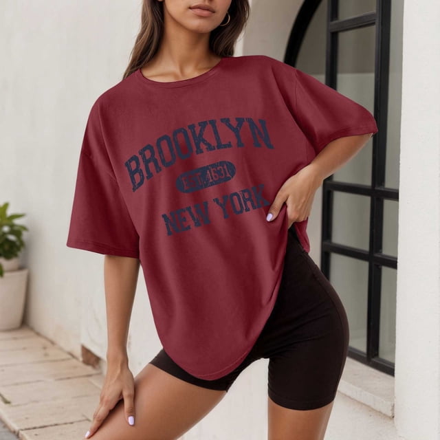 WILLBEST Canada T-Shirt pour Femme Décontracté Imprimé à Col Rond à Manches Courtes T-Shirt Ample