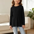 thumbnail image 5 of YUANxueke Girls Ribbed Knit Tunic Tops with Side Pockets Crewneck Long Sleeve Side Split Hem Casual Tops for 5-15 Years, 5 of 6