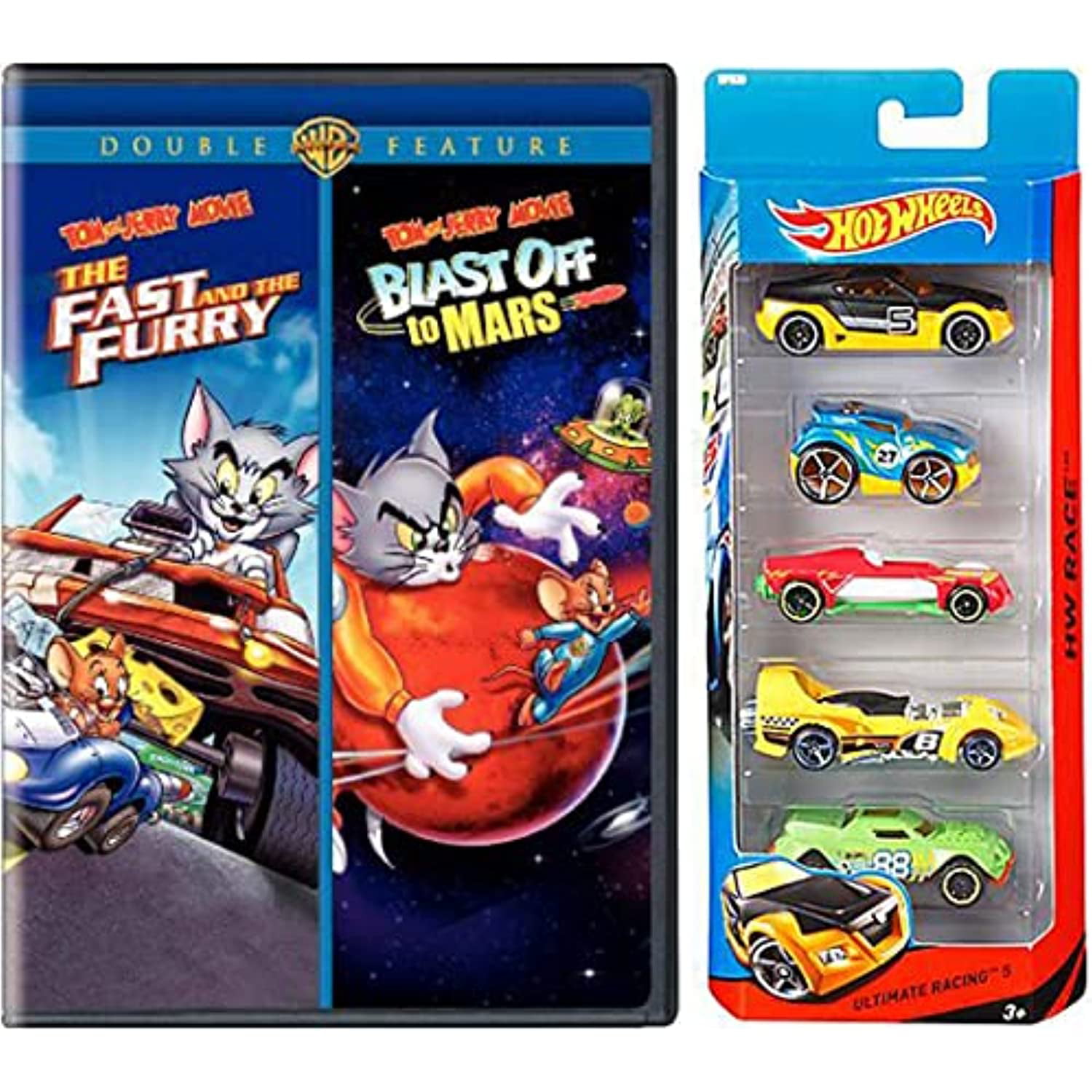 Cat & Mouse Animated Movies The Fast And The Furry Tom & Jerry Dvd  CollectionBlast Off To Mars! Cartoon Feature Bundle Movie Set Hot Wheels  Action 5 Pack Racers 