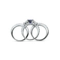 thumbnail image 4 of BERRICLE Sterling Silver 3-Stone Wedding Engagement Rings 1.6 Carat Simulated Blue Sapphire Princess Cut Cubic Zirconia CZ Ring Set for Women, Rhodium Plated Size 9, 4 of 9
