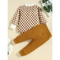 thumbnail image 4 of Bagilaanoe 2pcs Newborn Baby Boy Girl Long Pants Set Checkerboard Print Long Sleeve Romper Tops + Tie-Up Trousers 3M 6M 12M 18M 24M Infant Fall Long Pants Set, 4 of 9
