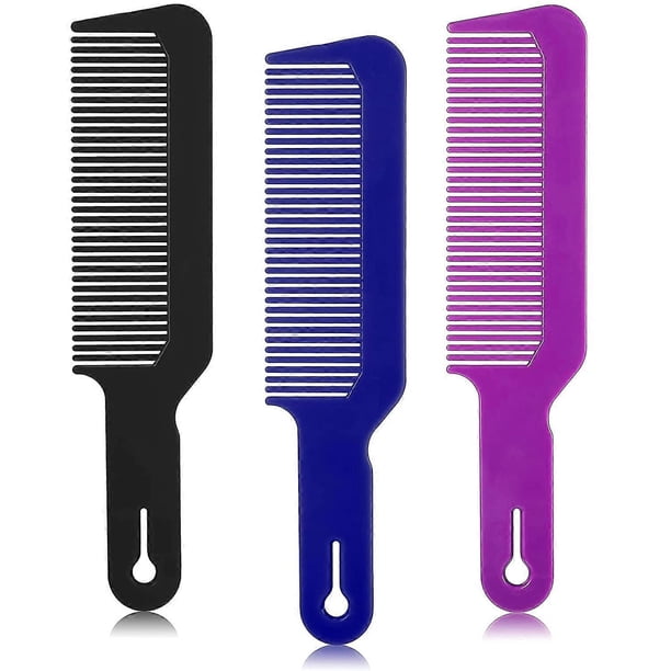 Set of 3 barber combs flat top hair cutting combs for hair cutting and flat top hair cutting (blue, purple and black).