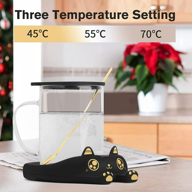 Coffee Mug Warmer Set for Christmas and New Year, Auto On/Off Gravity  Induction Mug Warmer for Desk with Flat Bottom Mug with Lid Spoon for  Christmas