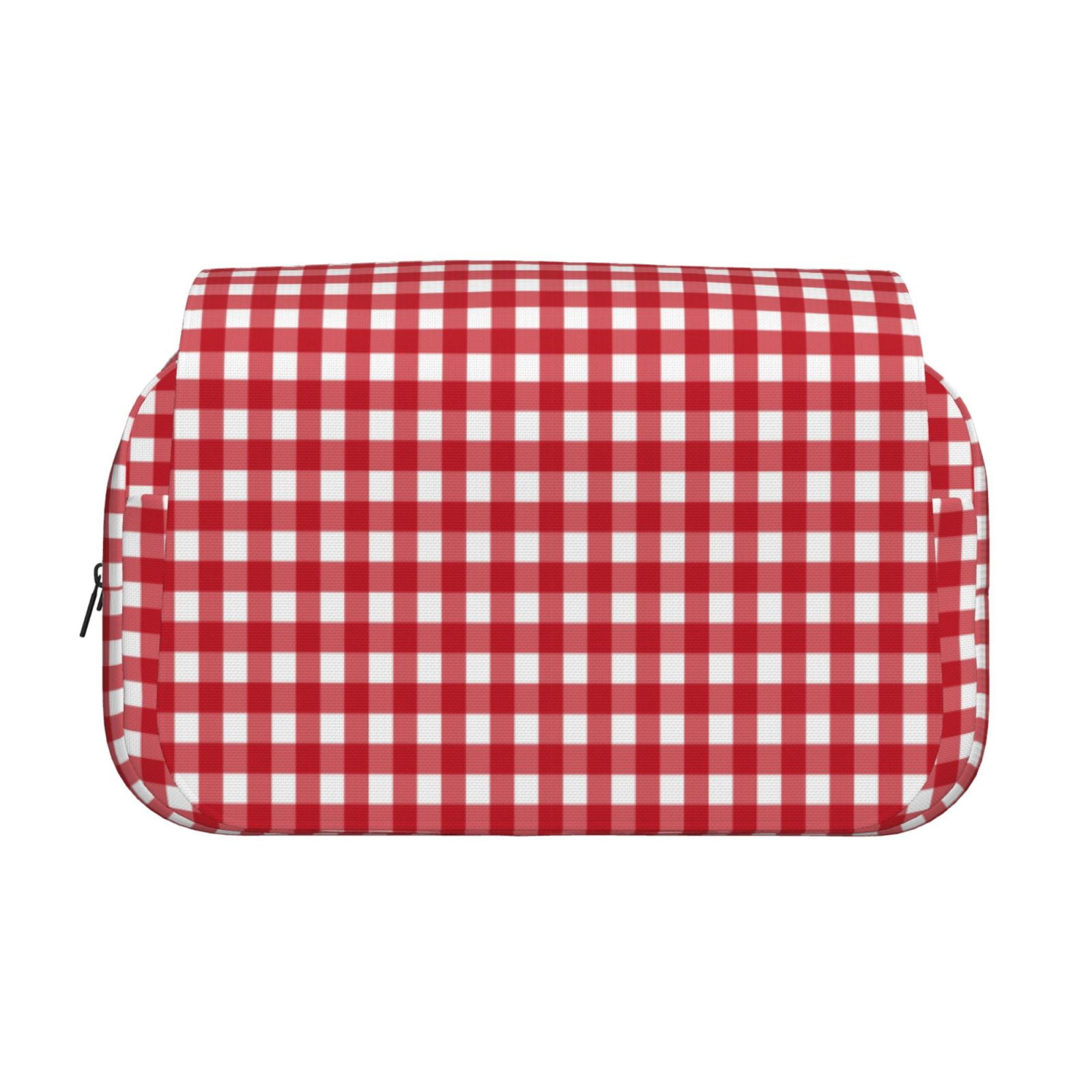 Rateoe Red Checkboard Pattern Double Clamshell Pen Case, Storage Organizer with Two Zipper Compartments– Holds Up to 50 Pencils & Pens