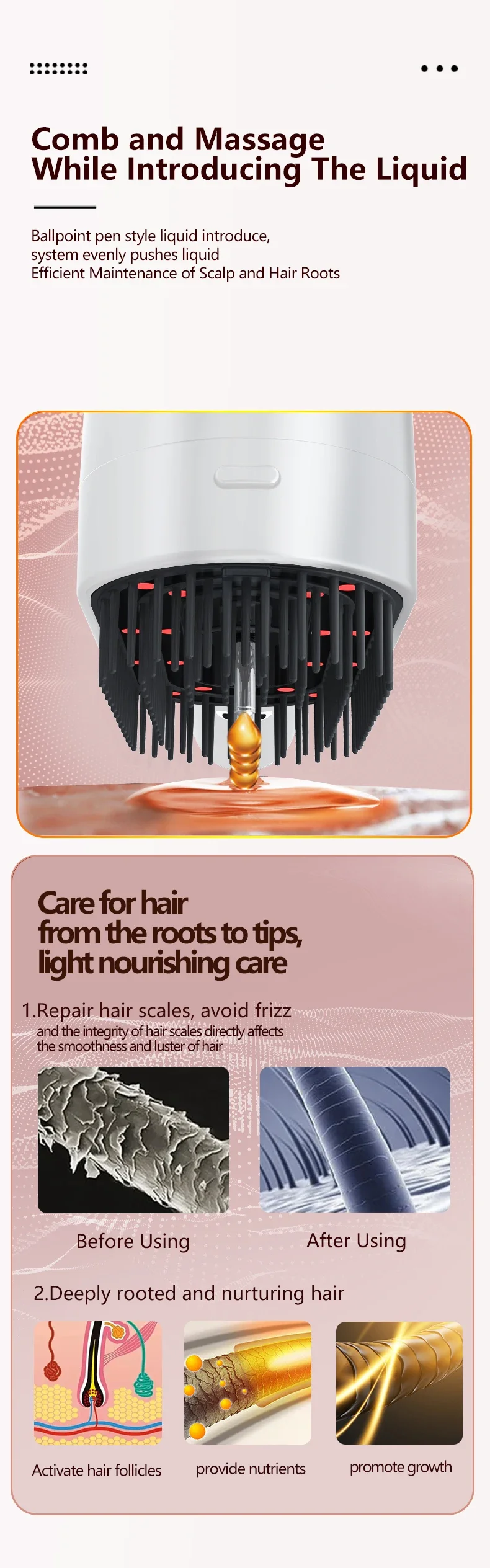 Professional LED Red Light Therapy Hair Growth Comb - Dual-Wavelength Scalp Massager for Thicker Hair and Anti-Hair Loss, At-Home Hair Care Treatment