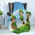 thumbnail image 4 of Leprechaun Soft Flannel Fleece Throw Blanket, Cartoon Illustration St Patrick's Day Parade Characters on Grassland Print, Cozy Plush for Indoor and Outdoor Use, 50" x 60", Multicolor, by Ambesonne, 4 of 5