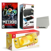 Nintendo Switch Lite Console Yellow with Metroid Dread, Accessory Starter Kit and Screen Cleaning Cloth Bundle