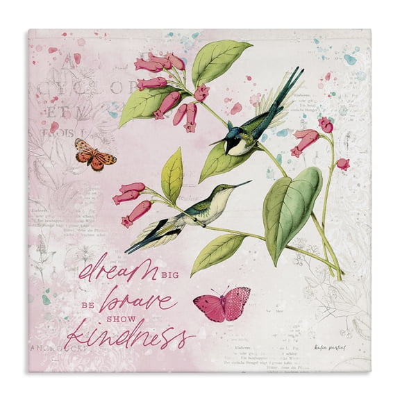 Stupell Industries Dream Big Birds & Florals Animals Painting Wrapped Canvas Art Print Wall Art, 17 x 17