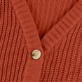 thumbnail image 6 of Fshiont Women's Chunky Knit Open Front Sweater Long Sleeve Button Loose Short Cardigan Outerwear Coats Camel M, 6 of 8
