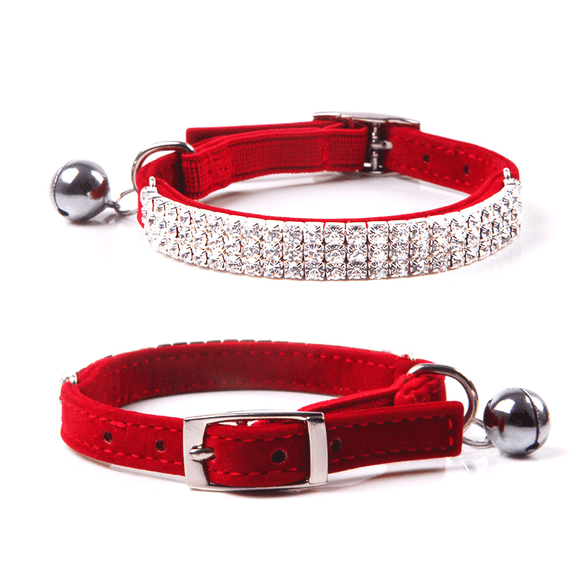 DESIGNICE Cat Collar Vibrant Color Options Cat Collar with Bells Charming Bell Attachment Small Dog Collar,Red