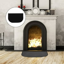 Tineasur Black Fireproof Hearth Rug Half Round Fireplace Mat Heat Insulation Fire Retardant Pad
