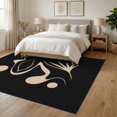 thumbnail image 3 of ODIKA 6'x9' Washable Area Rug Black Beige Abstract Geometric Swirl Design Elegant Flowing Lines and Circular Accents for Dining Room, Under Table, Office Décor, Non-Slip Chair-Friendly, 3 of 7