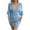 Blue, variant on IROINNID Semi Formal Dress for Women Long Sleeve Sweater Dress V-Neck Knit Bag Hip Solid Color Dress,Blue