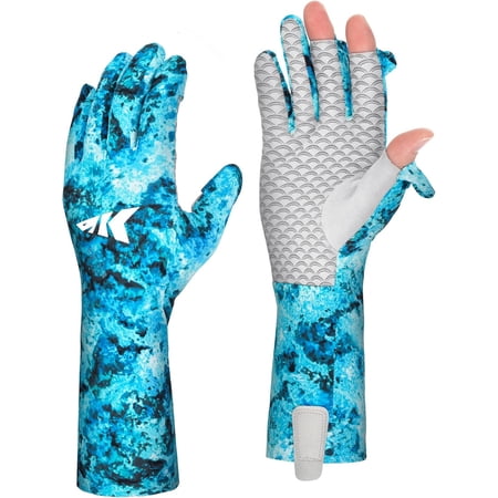 KastKing La Sal Pro Full Finger Fishing Gloves UPF 50+ Sun Protection Gloves with Convertible Design Ultralight Microfiber Ultra-Soft Comfort FrostWeave Cooling Enhanced Grip Four Sizes Options