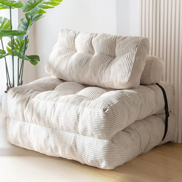 Sofá cama plegable MAXYOYO 85x190 cm beige con almohada