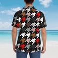 thumbnail image 3 of Lsque Houndstooth Green Red pattern Hawaiian Shirt for Men, Unisex Summer Beach Casual Short Sleeve Button Down Shirts-X-Large, 3 of 9