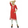 thumbnail image 2 of Phagun Kurti Droite en Rayonne pour Femmes Tunique Rouge Imprimée Décontractée Vêtements Indiens-6, 2 of 7