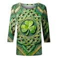 thumbnail image 4 of HOMBOM St.Patricks Day Shirts for Women Irish Graphic Tees Shamrock Print Crewneck Green 3/4 Sleeve Ladies Tops Spring, 4 of 5