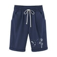 thumbnail image 2 of Women's Elastic Waist Blowball Printing Drawstring Shorts Vmvidoty Cotton Casual Wild Outdoor Work Relaxed Fit Shorts with Pockets Navy XL, 2 of 4