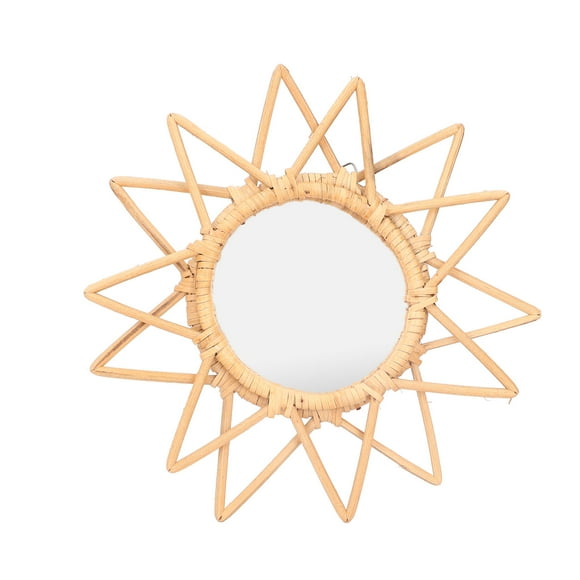 Rattan Innovative Art Deco Makeup Mirror Retro Dressing Bathroom Wall Mounted Mirror for Home Office Living Room Corridor[A]