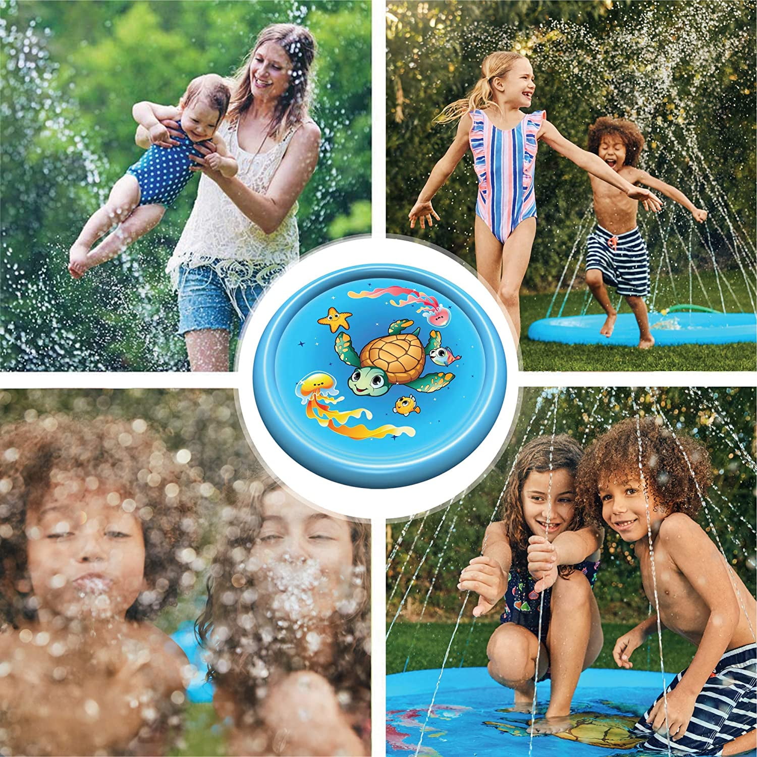 Inflatable Splash Pad Sprinkler for Kids Toddlers, Kiddie Baby Pool, Outdoor Games Water Mat Toys - Baby Infant Wadin Swimming Pool - Fun Backyard Fountain Play Mat for 1 -12 Year Old Girls Boys (68")