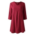 thumbnail image 5 of Summer Dresses For Women 2024 Vacation Casual Fashion Solid Color Button V Neck Short Sleeve Shirt Dress, 5 of 6