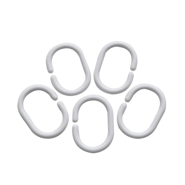 24 ganchos de plástico blanco para cortina de ducha, anillas en C, ganchos para cortina de baño, clip deslizante (blanco)