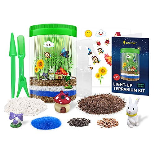Kids Toys Terrarium Kit for Kids with LED Light on Lid Gifts for Girls and Boys Science Kit for Kids Your Mini Garden in a Jar Moody Goat Stem Toy for Boys and Girls