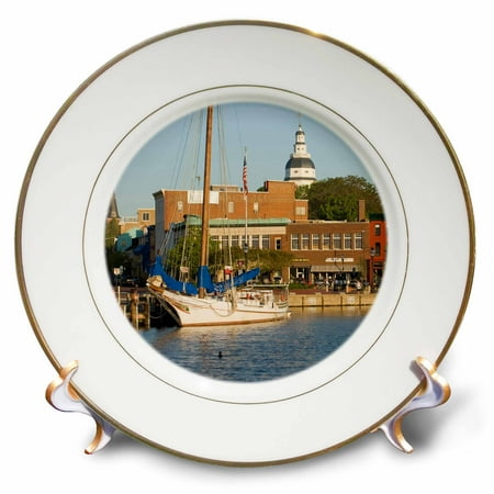 3dRose Annapolis city docks, Severn River, Maryland - US21 JME0005 - John and Lisa Merrill, Porcelain Plate, 8-inch