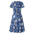 thumbnail image 3 of Femmes Été Mode Manches Courtes V Cou Vintage Noël Neige Imprimer Parti Swing Robe, 3 of 5