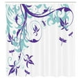 thumbnail image 2 of Ambesonne Dragonfly Shower Curtain, Swirling Floral Damask, 69"Wx75"L, Blue Violet, 2 of 4