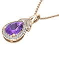 thumbnail image 3 of Dazzlingrock Collection 10X7mm Pear Amethyst & Round White Diamond Teardrop Pendant for Women with 18 Inch Gold Chain (0.15 ctw, Color I-J, Clarity I2-I3) in 10K Rose Gold, 3 of 5