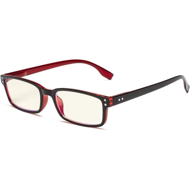 Eyekepper Classical Rectangular Frame Spring-Hinges Computer Glasses Readers Eyeglasses (Black-Red, +4.00)