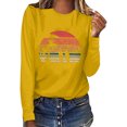 thumbnail image 5 of SBYOJLPB Fashion Women's Spring Printed Long Sleeves Round Neck Casual Tee Tops Yellow 6(M), 5 of 5