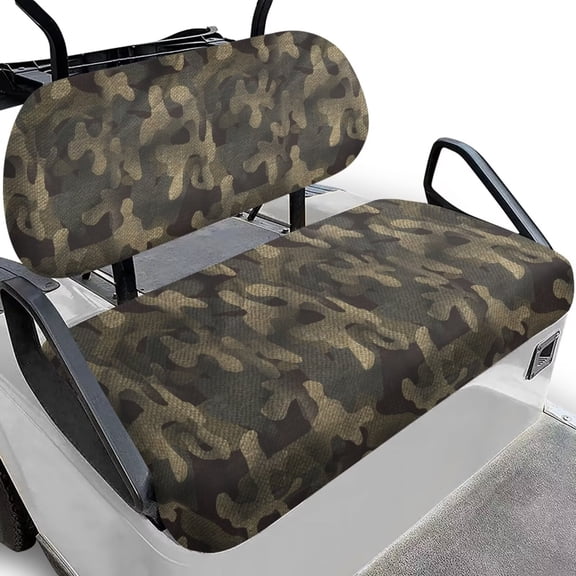 POLERO Golf Cart Seat Covers Fit for Club Car Precedent Front Seats Cushion, Green Camo Print Golf Cart Front and Back Seat Cushion Cover, No Nails Required