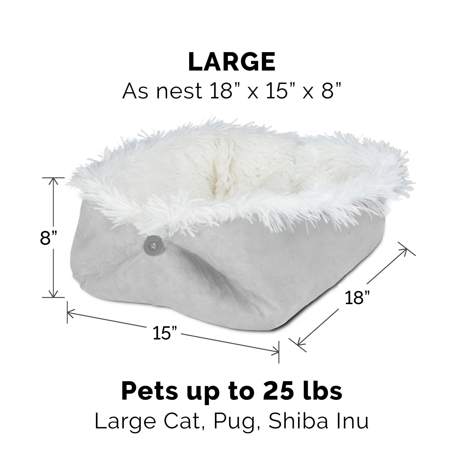 FurHaven Pet Dog Bed | Convertible Self-Warming Cuddle Pet Mat & Bed for Dogs & Cats, Silver, Large
