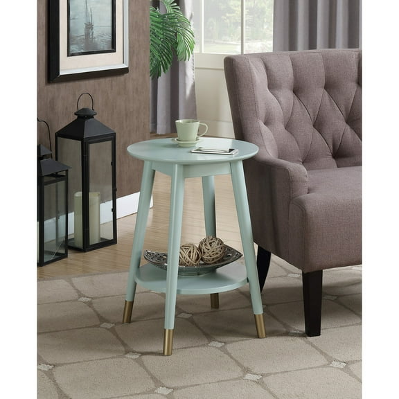 HomeStock Timeless Trends Mid Century Round End Table with Bottom Shelf