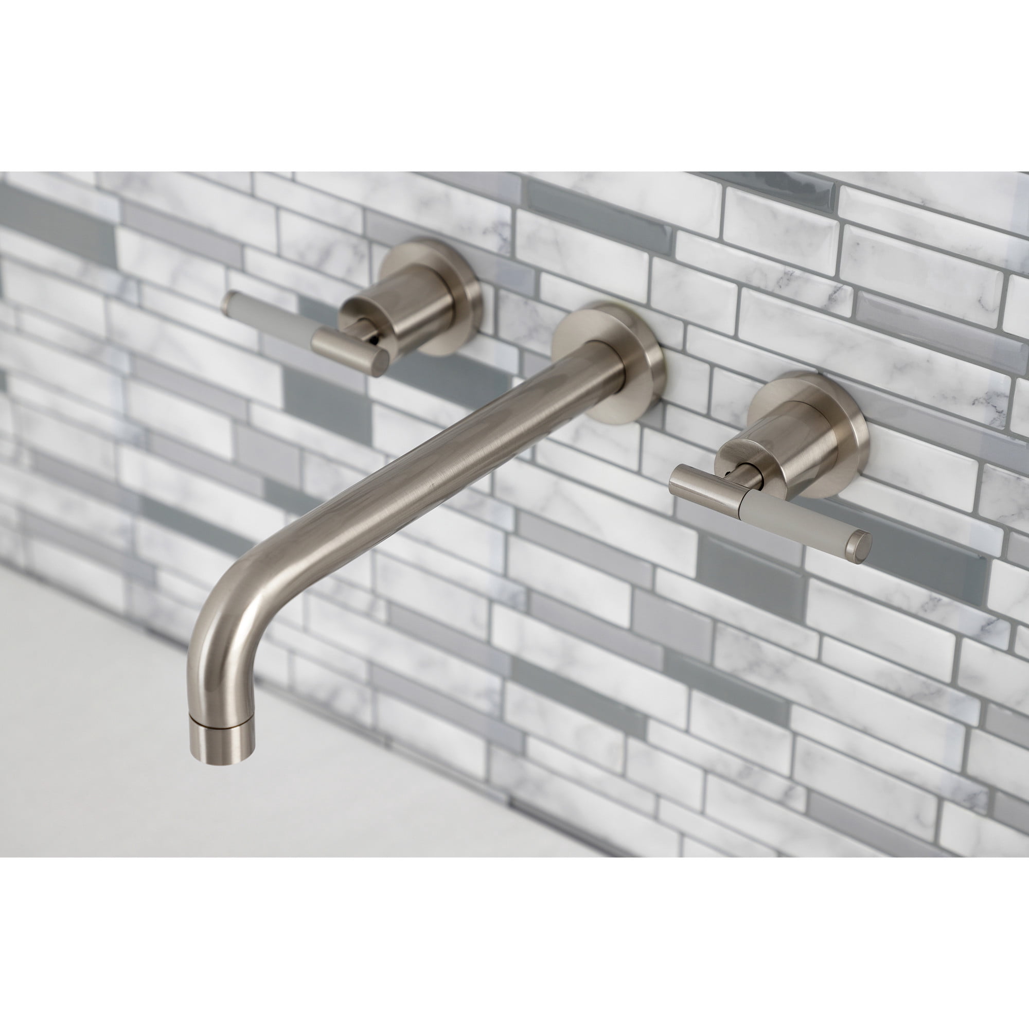 Kingston Brass KS8028CKL Kaiser Two-Handle 3-Hole Wall Mount Roman Tub Faucet in Brushed Nickel