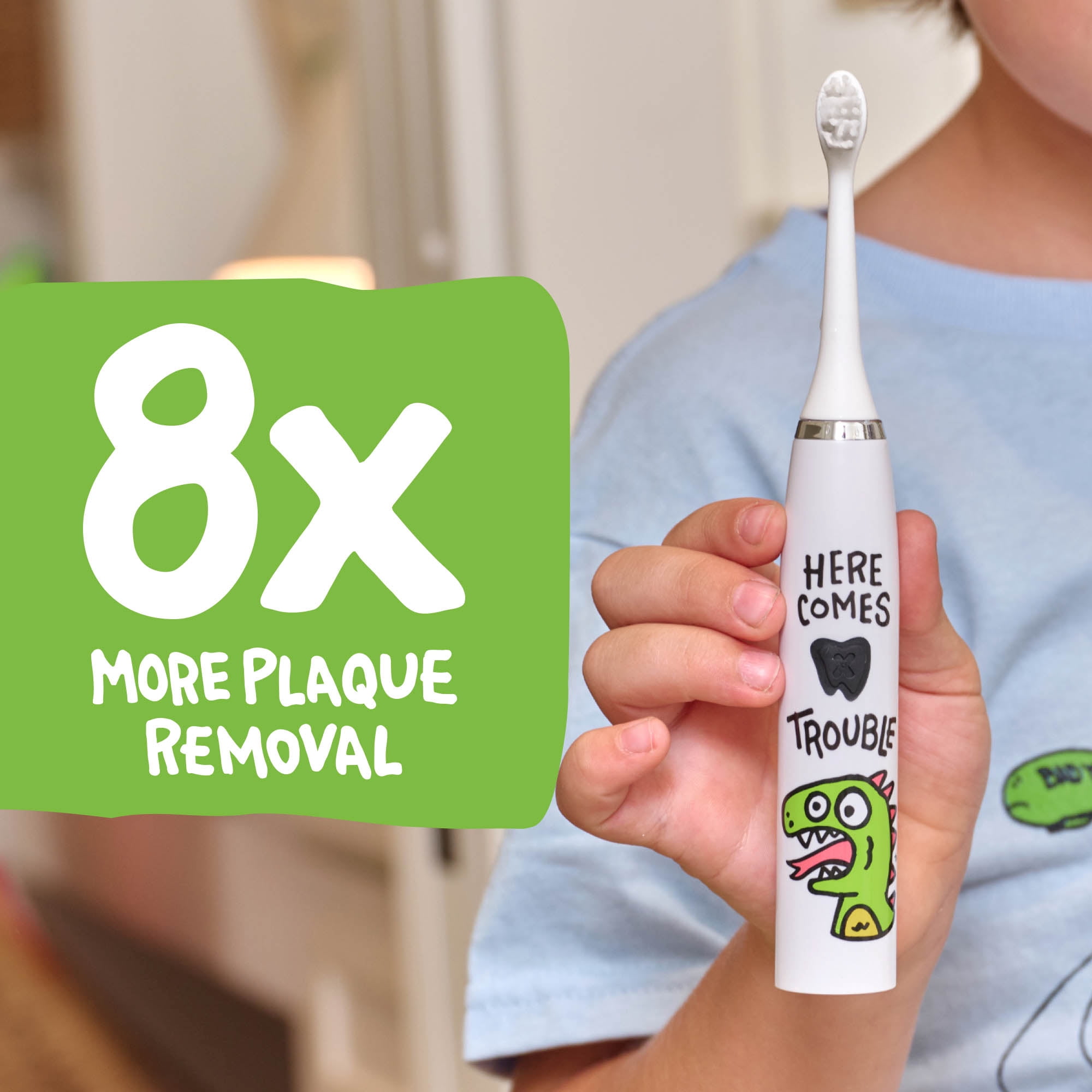 Made By Dentists Kids' Dinosaur Rechargeable Electric Toothbrush with 2 Replacement Toothbrush Heads