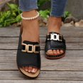 thumbnail image 4 of USSUMA Womens House Slippers Women's Fashion Casual Summer New Buckle Wedge Heel Open Toe Metal Buckle Fish Mouth Beach Sandals Women's Waterproof Shower Slides Clearance Sales, 4 of 7